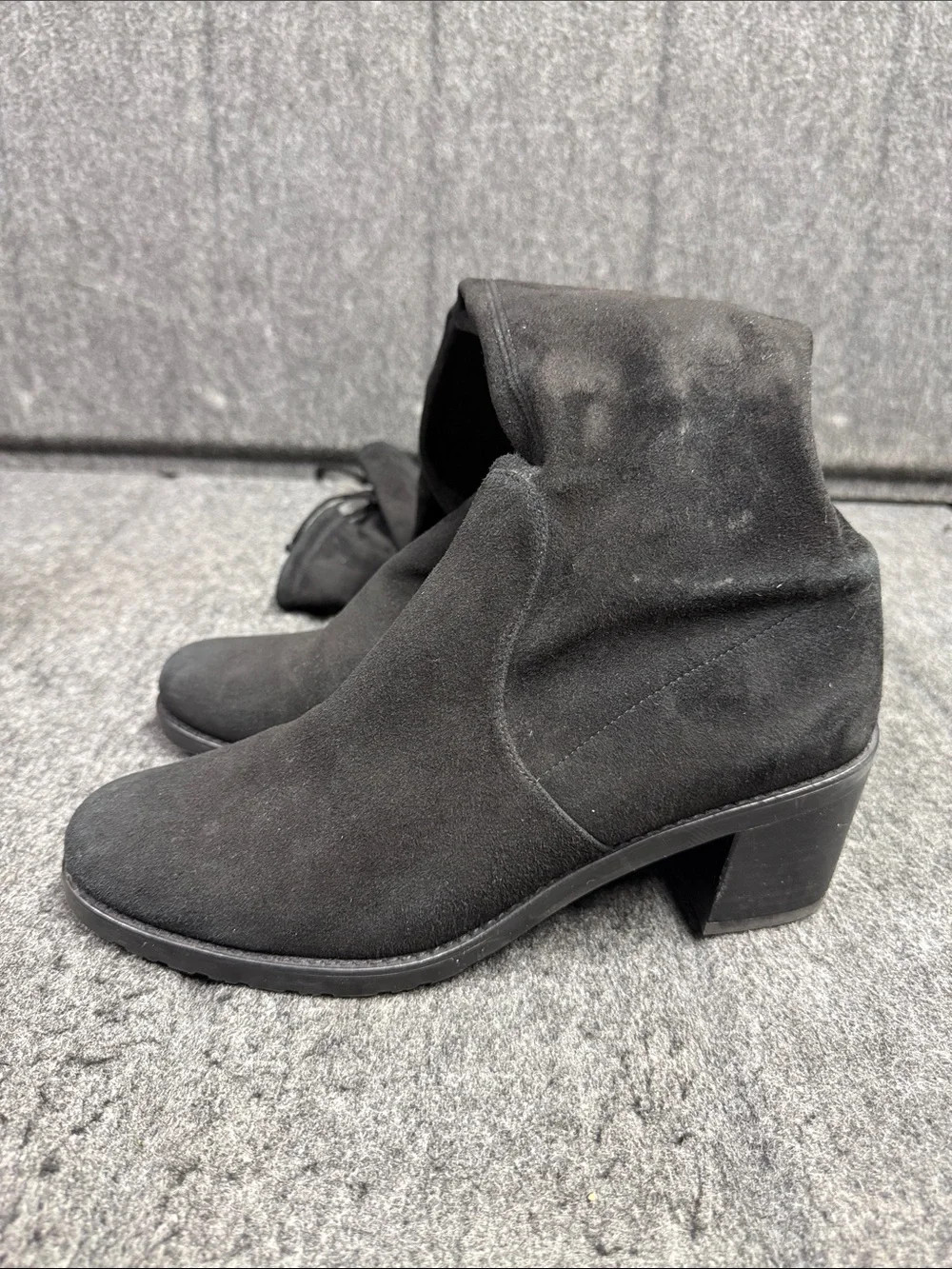 Stuart Weitzman Black Over-the-Knee Suedeover Boots with Tie Detail
